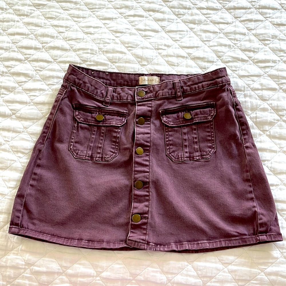 Altar’d State Dark Purple Denim Mini Skirt, Size Small